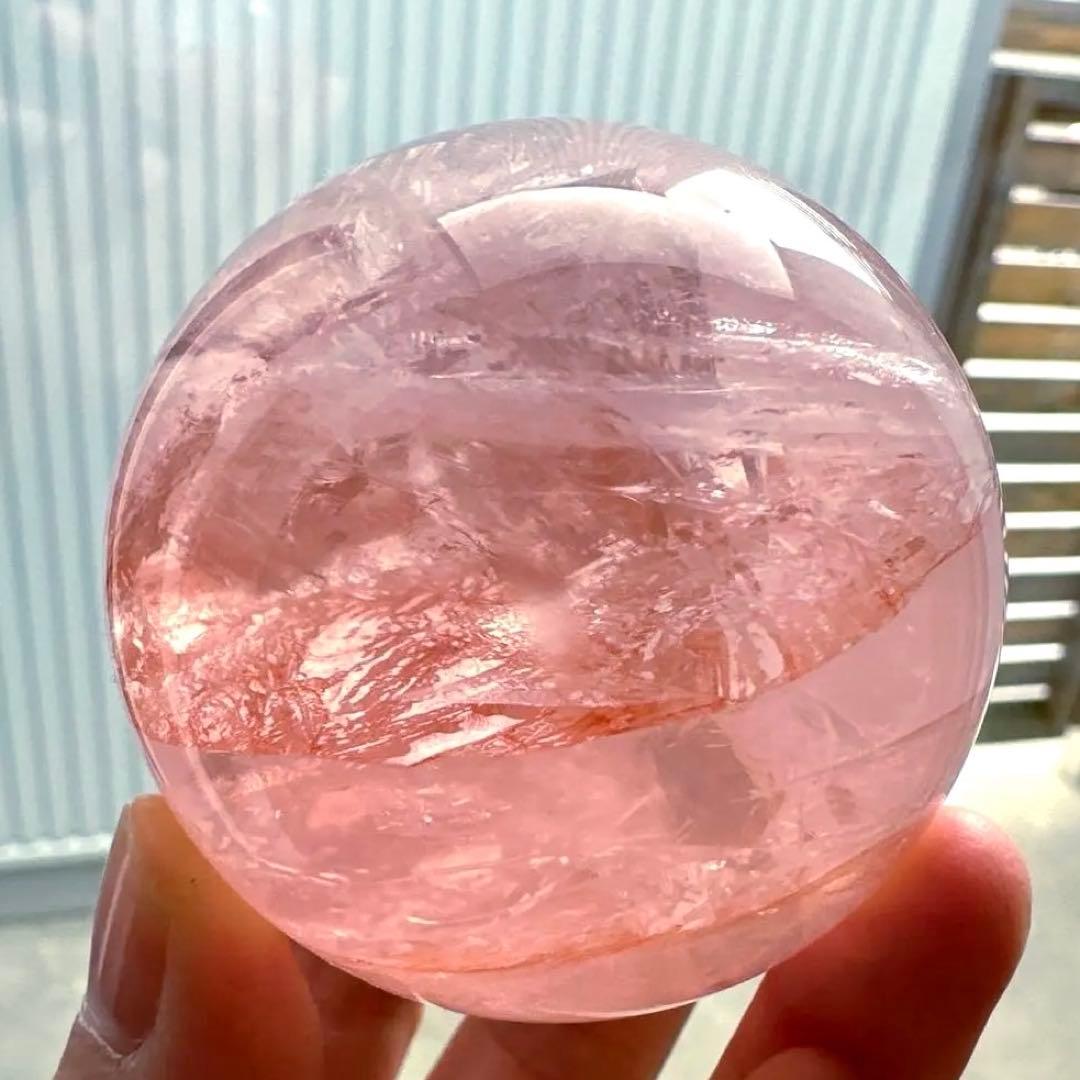 ファイアジェミーローズクォーツ　スフィア　スターフラッシュ　5.6㎝