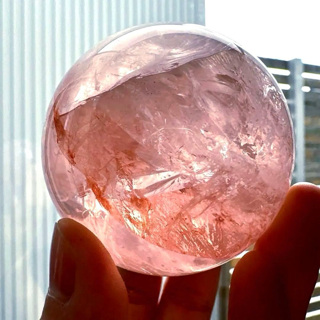 ファイアジェミーローズクォーツ　スフィア　スターフラッシュ　5.6㎝