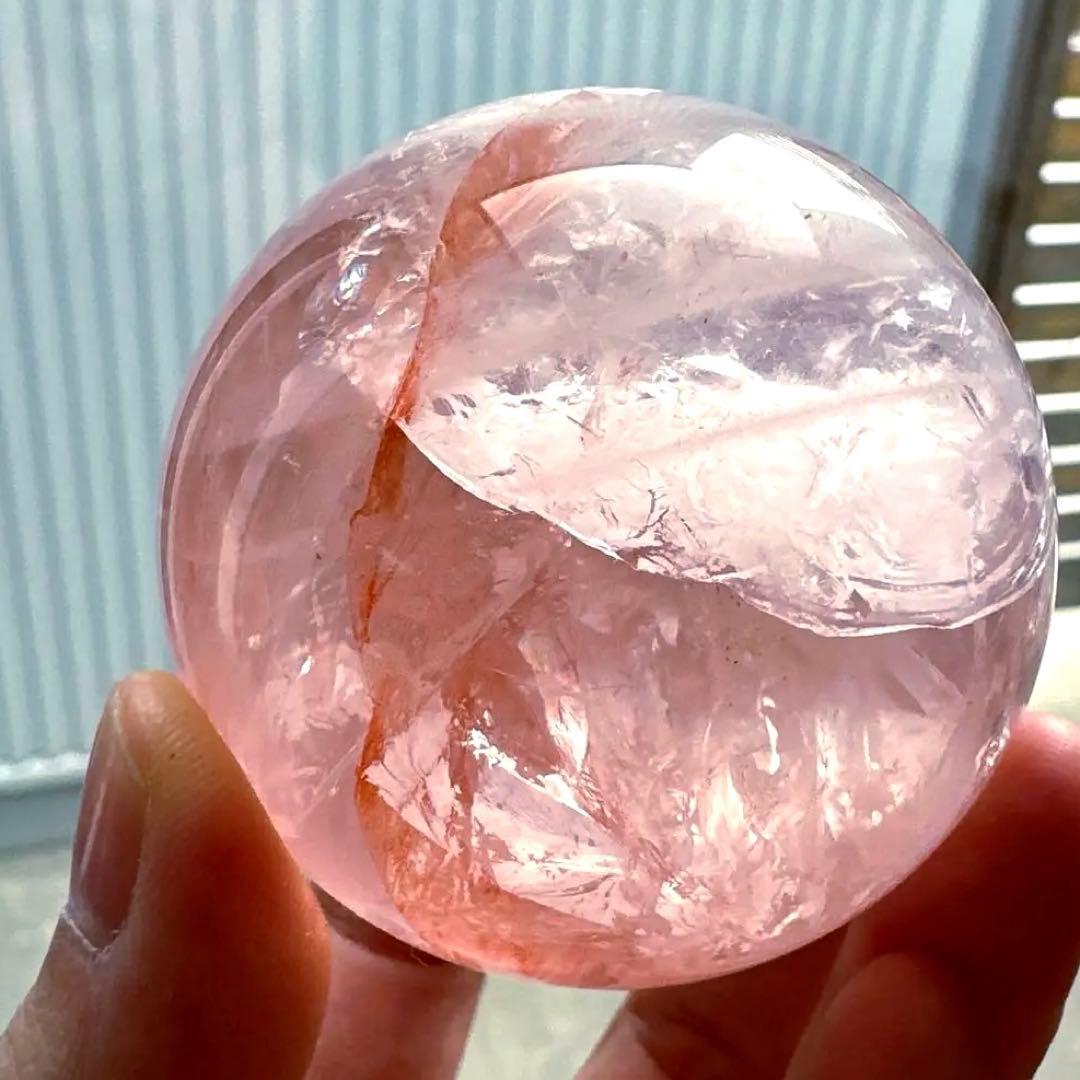 ファイアジェミーローズクォーツ　スフィア　スターフラッシュ　5.6㎝