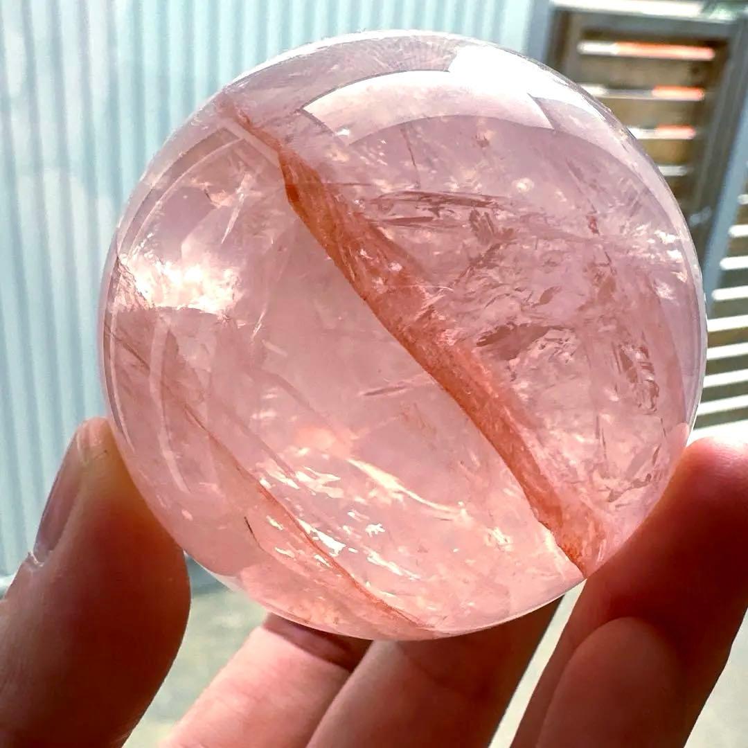 ファイアジェミーローズクォーツ　スフィア　スターフラッシュ　5.6㎝