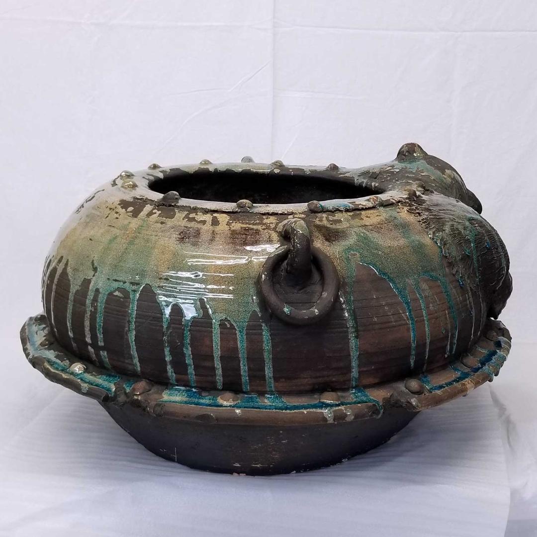 ★ 狸 火鉢 径73～77cm 信楽焼 焼きキズ有り★