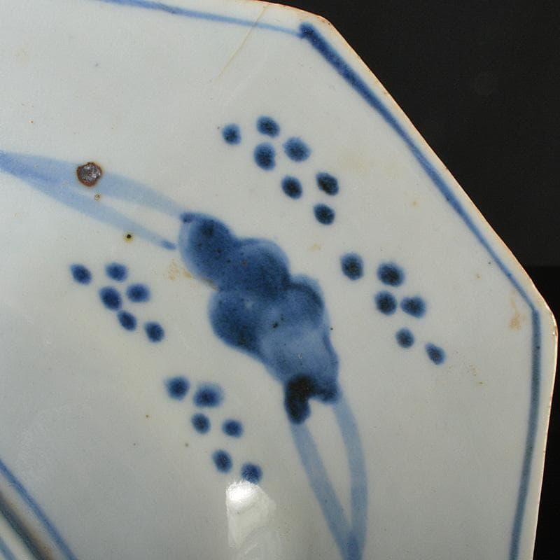 伊万里焼　古伊万里　染付皿山水文八角皿　C　R6374F