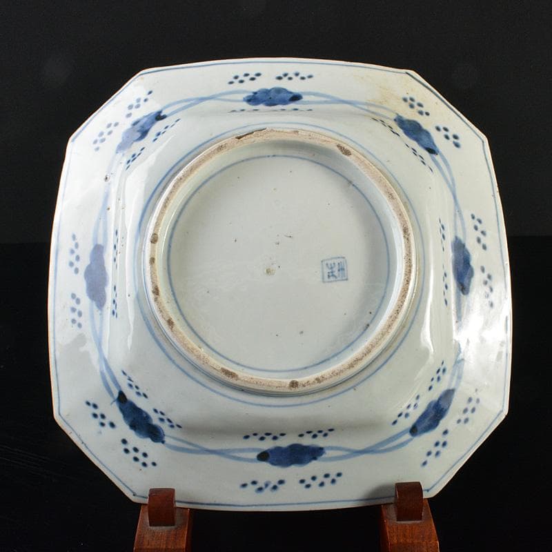 伊万里焼　古伊万里　染付皿山水文八角皿　C　R6374F