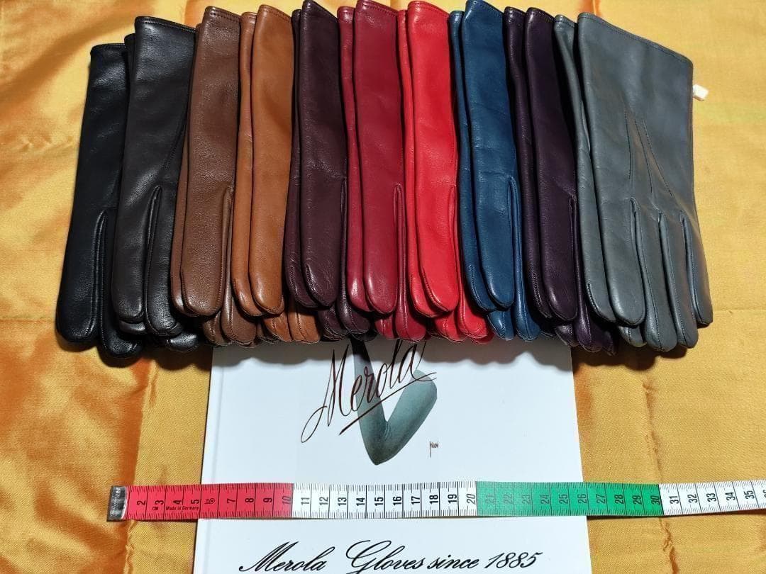 値下げ 定番 メローラ ナッパ黒 カシミア黒 革手袋 グローブ MEROLA