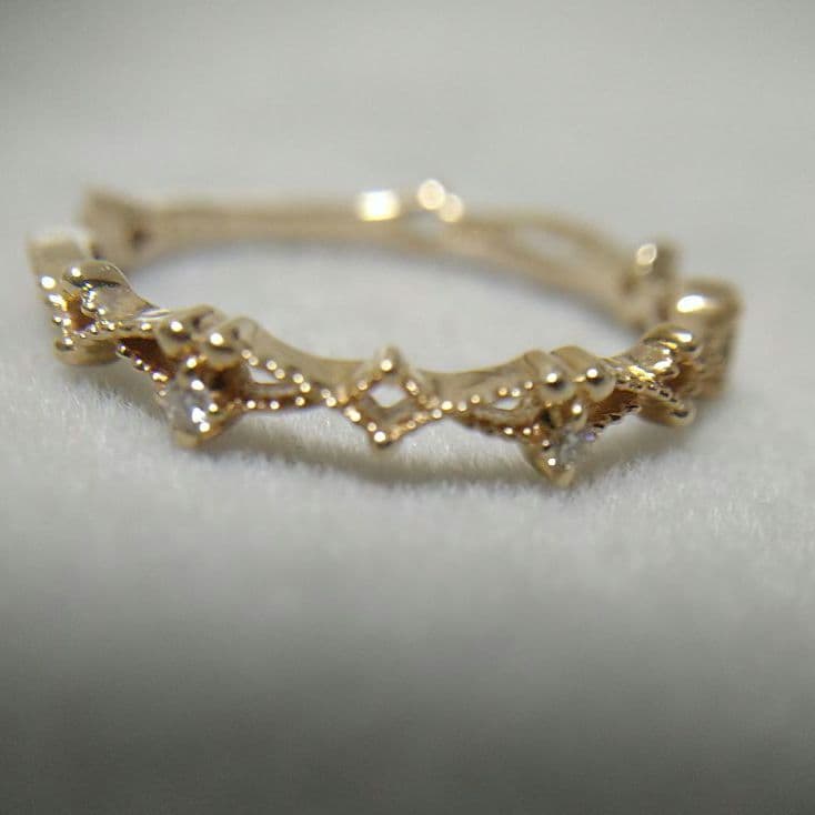 【美品】NOJESS K10 レース ダイヤモンド ピンキーリング 3号