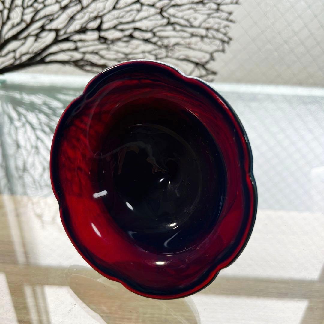 骨董　時代ガラス　練りガラス　配色　花フチ　氷コップ　デザートグラス　１客