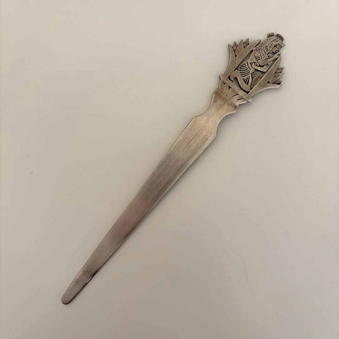 【希少】エジプト製シルバー800 古代エジプト彫刻 ペーパーナイフエジプト土産