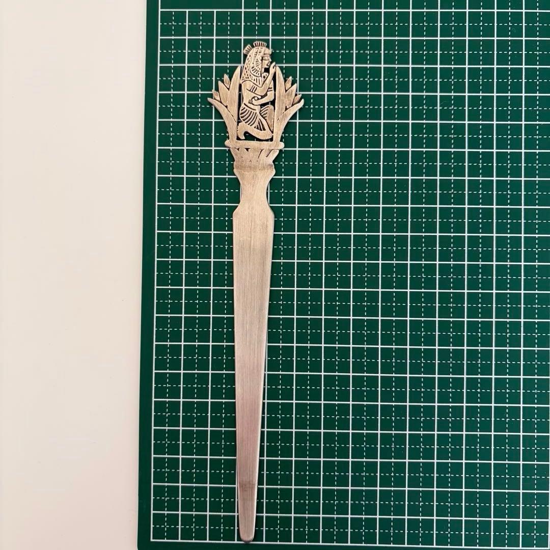 【希少】エジプト製シルバー800 古代エジプト彫刻 ペーパーナイフエジプト土産