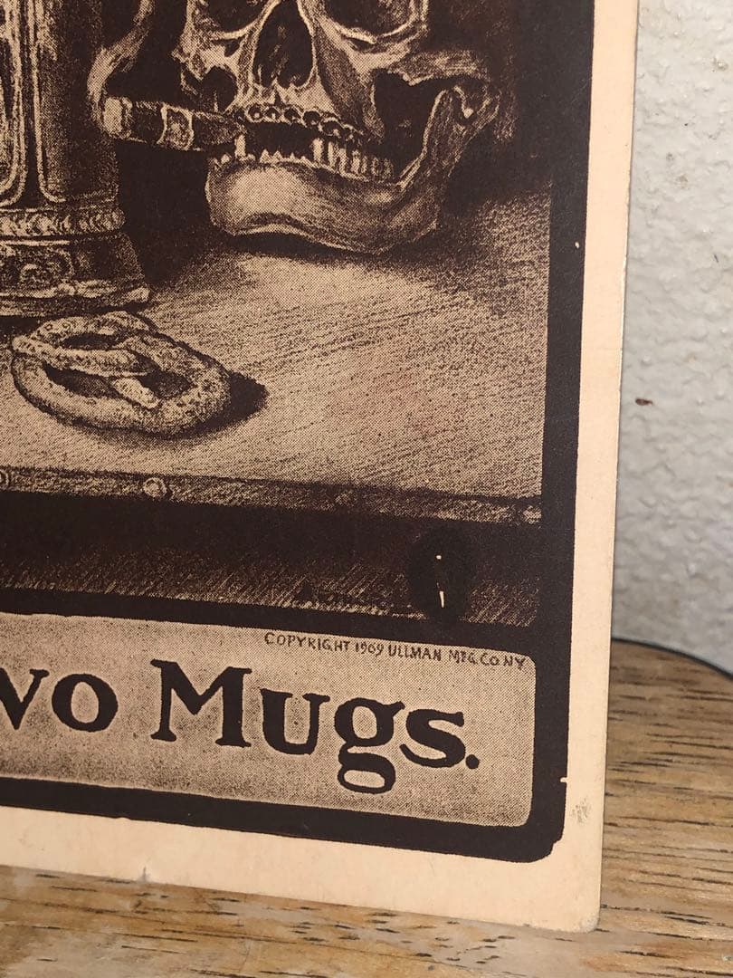 アンティーク1900s スカル　髑髏　骸骨 ポストカード　ビンテージ　死神　骨董