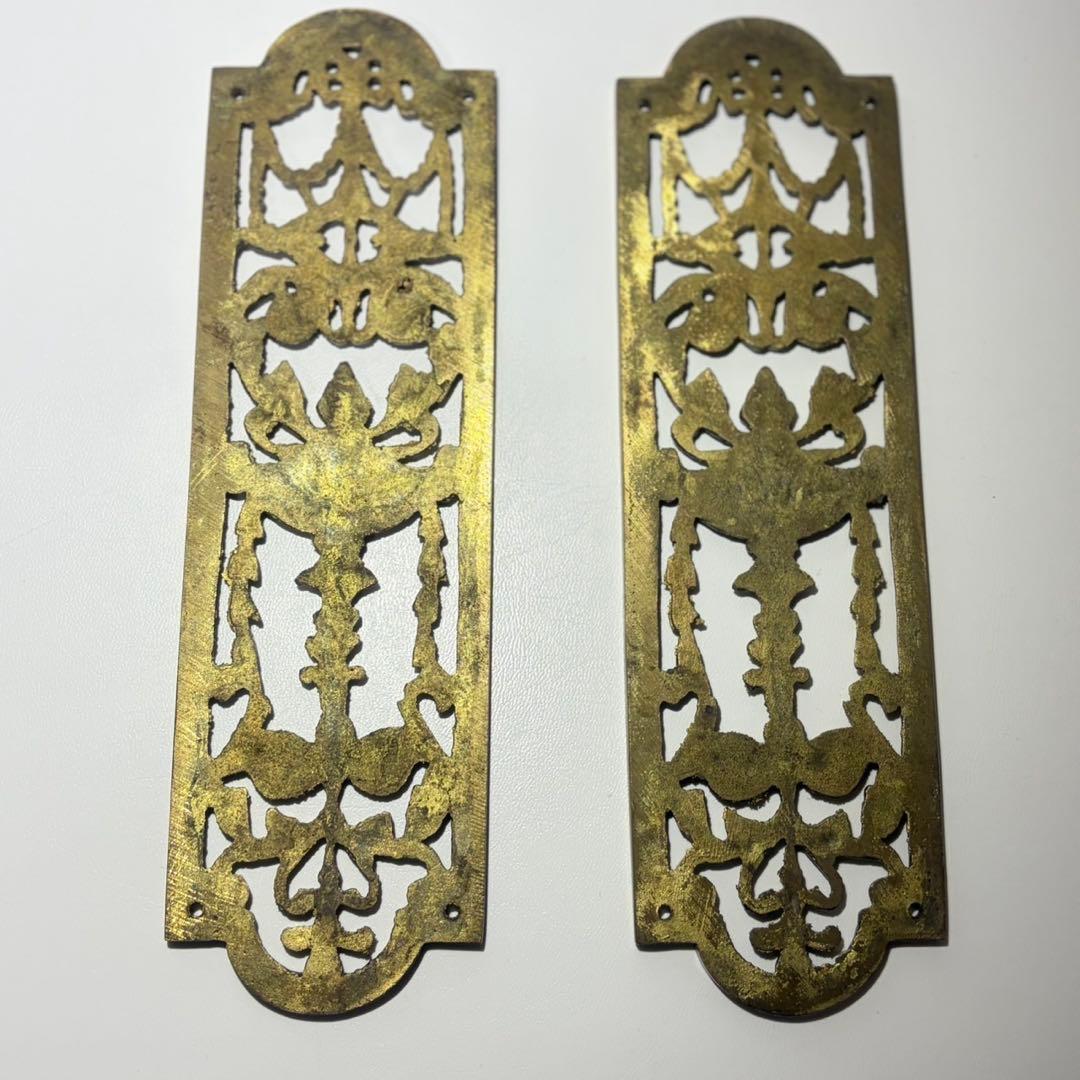 ドアプレート アンティーク フランス　輸入雑貨　ヴィンテージ 扉 真鍮 279g