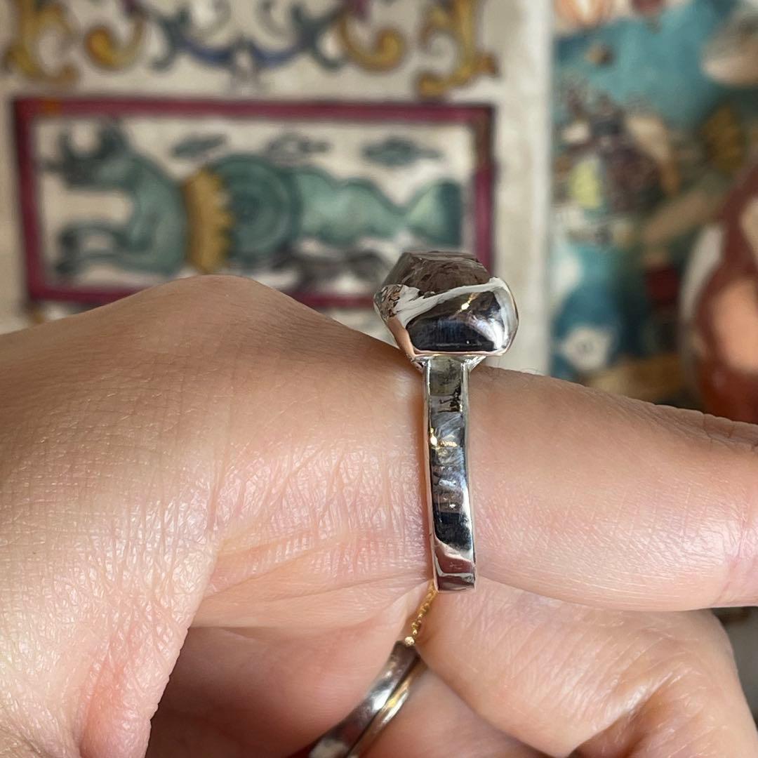 ハンドメイド　シルバー925 　シルバーリング オイルインクォーツ