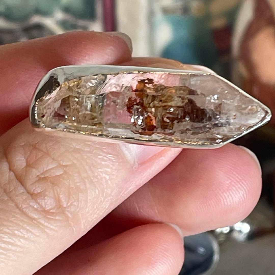 ハンドメイド　シルバー925 　シルバーリング オイルインクォーツ