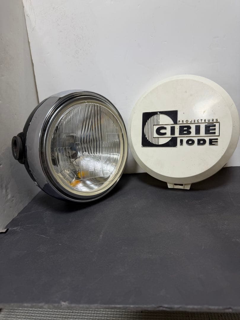 当時物希少シビエ凹みレンズ付きヘッドライト　KH250純正ライトケース付き