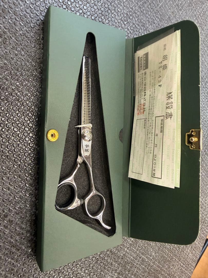 東京理器 胡蝶 TX42F すき鋏 セニングシザー トリミング ハサミ 箱付き