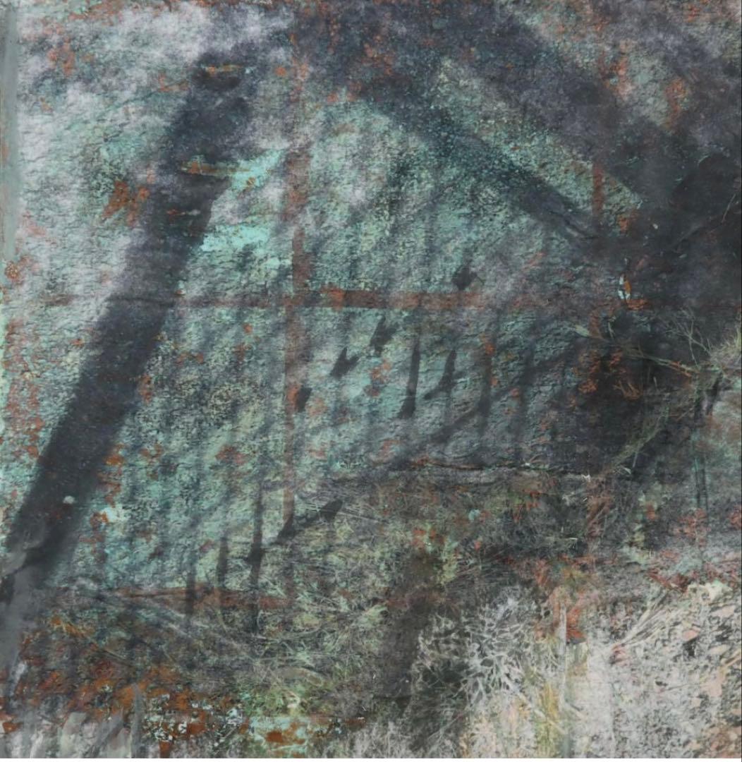 鈴木咲穂 紙 ミクストメディア 「overlap(fence)」 日本画