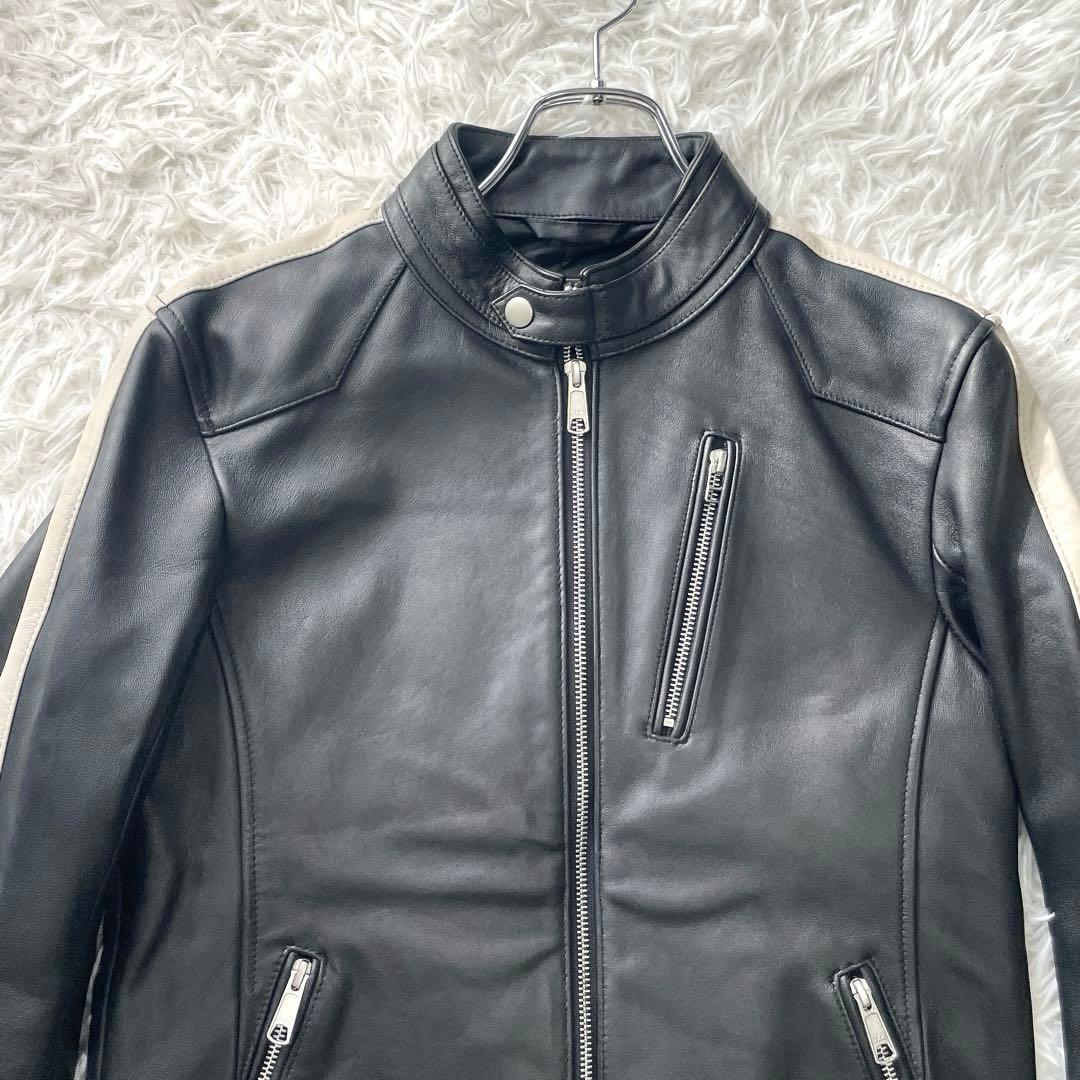 美品✨Rattle Trap シングルライダースジャケット 羊革 サイドラインM