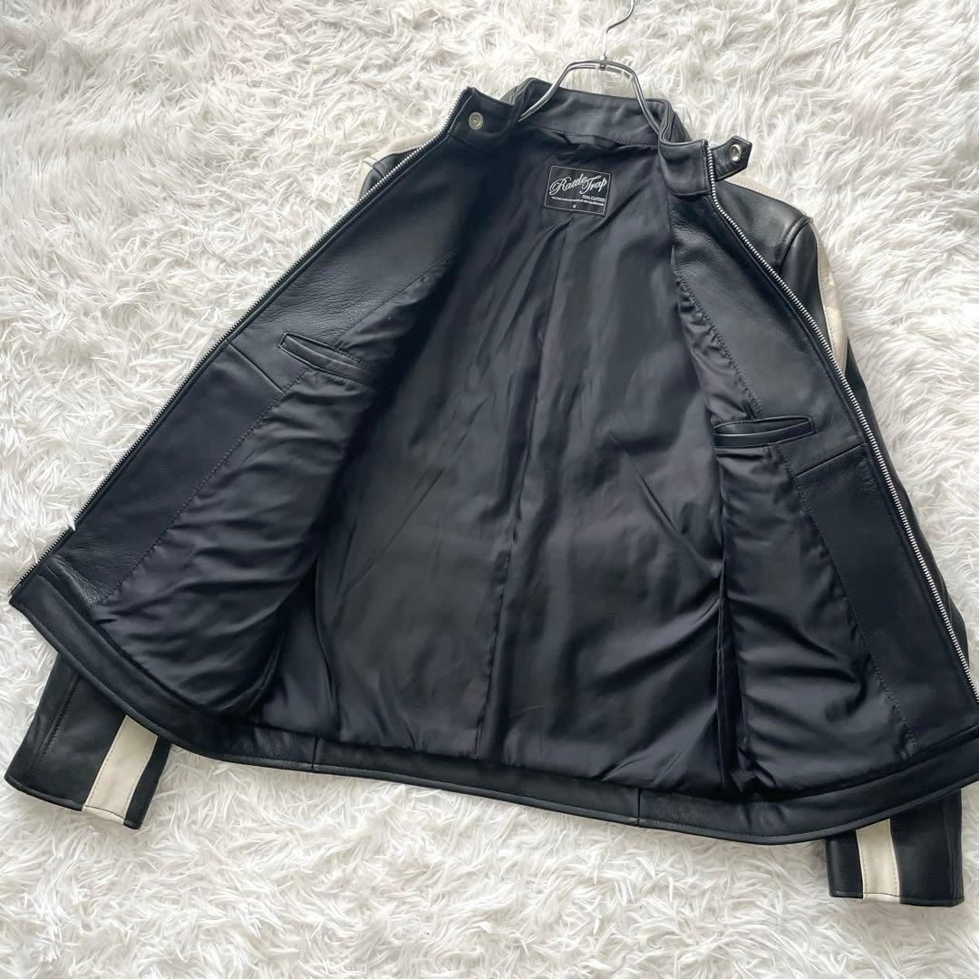 美品✨Rattle Trap シングルライダースジャケット 羊革 サイドラインM