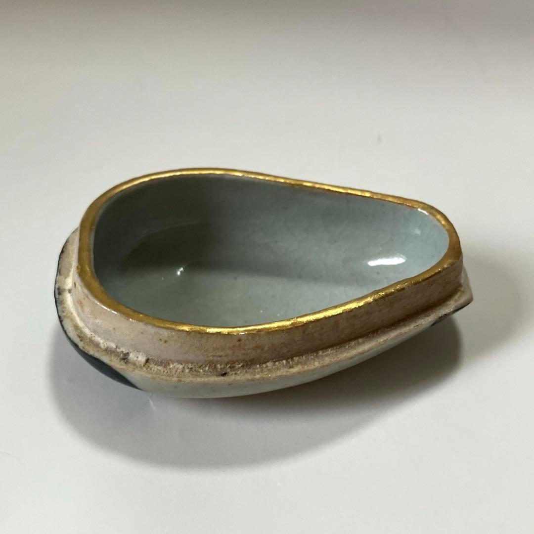 【茶道具】宮川香齋作 真葛焼 琵琶袋形香合 色絵金銀彩 真葛印 希少品