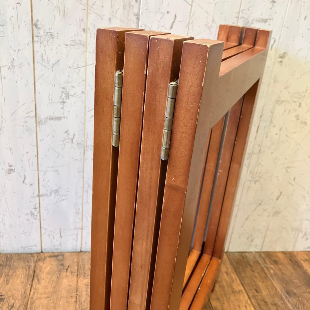 北欧レトロ オープンシェルフ ウッドラック 折りたたみ式 2段 木製 飾り棚