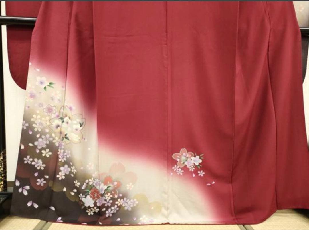 振袖フルセット6点サイズＬ跳兎　舞桜　暈し染　銀彩　正絹