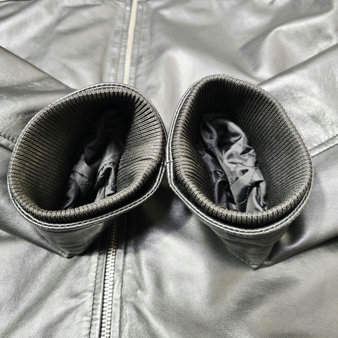 AKM シングルライダースジャケット レザージャケット ブラック XL