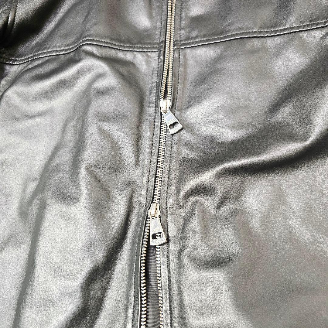 AKM シングルライダースジャケット レザージャケット ブラック XL