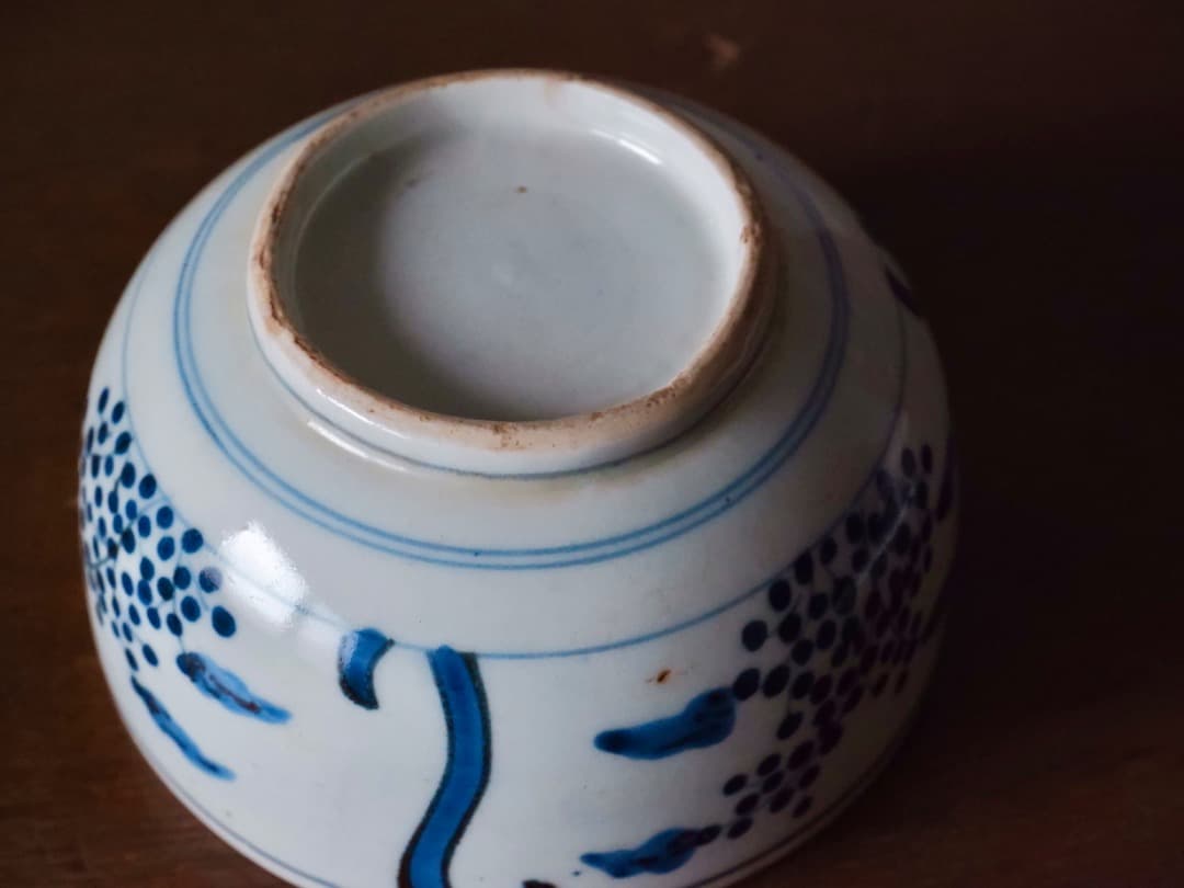 古伊万里　江户～明治時期　染付　茶碗　茶道具　古道具　Q2310