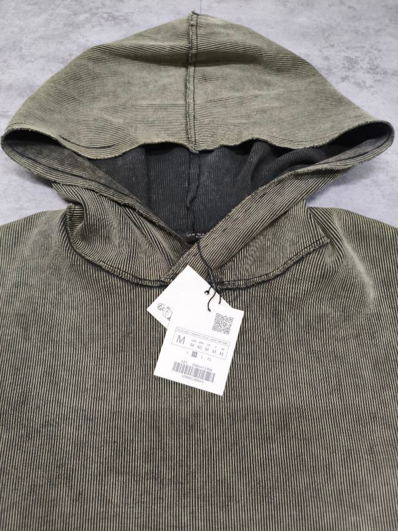 ZARAザラ ヴィンテージ エフェクト リブ クロップド フーディ セットアップ