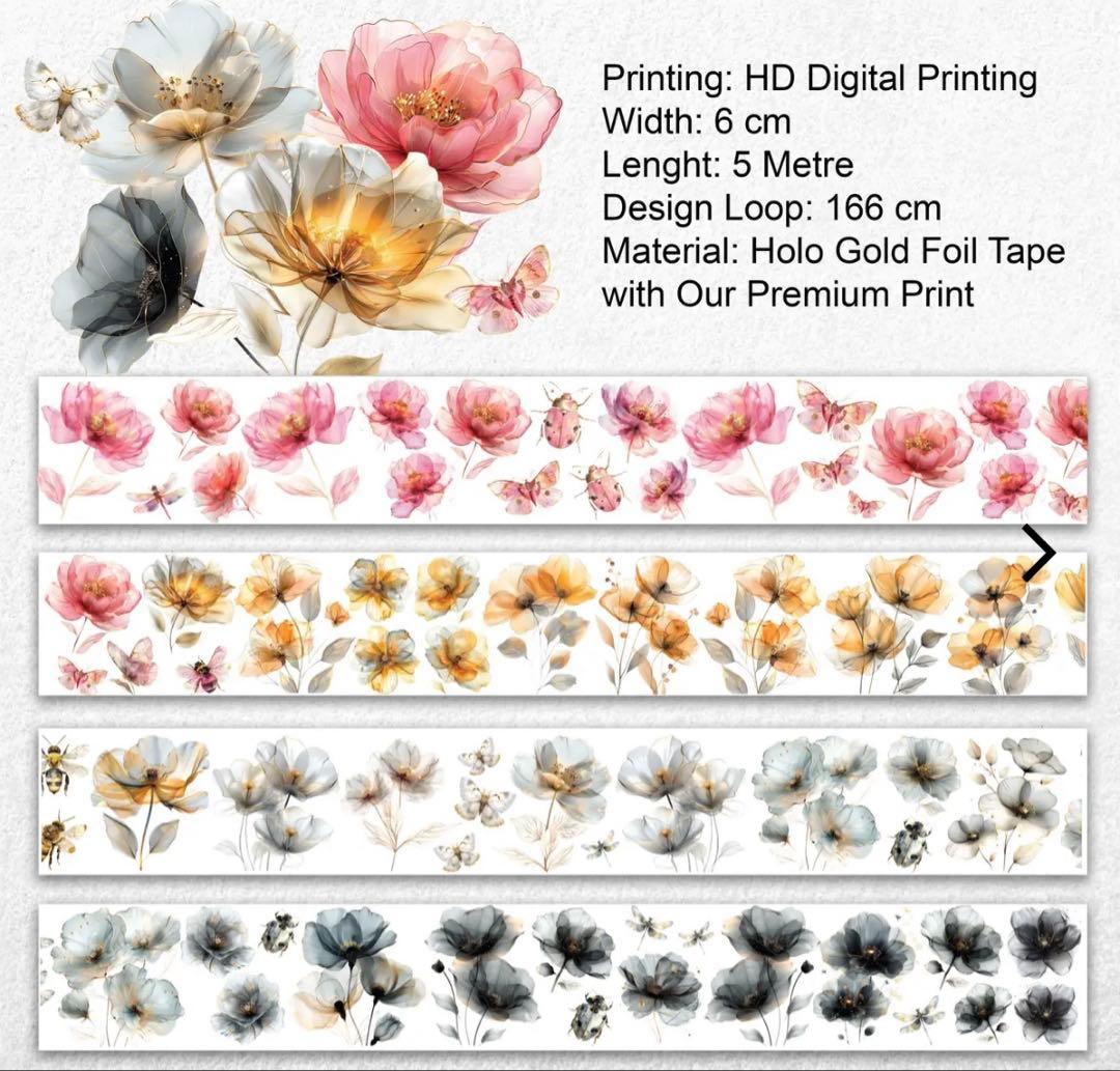 onwise マスキングテープ8個セット コラージュ 花 girl