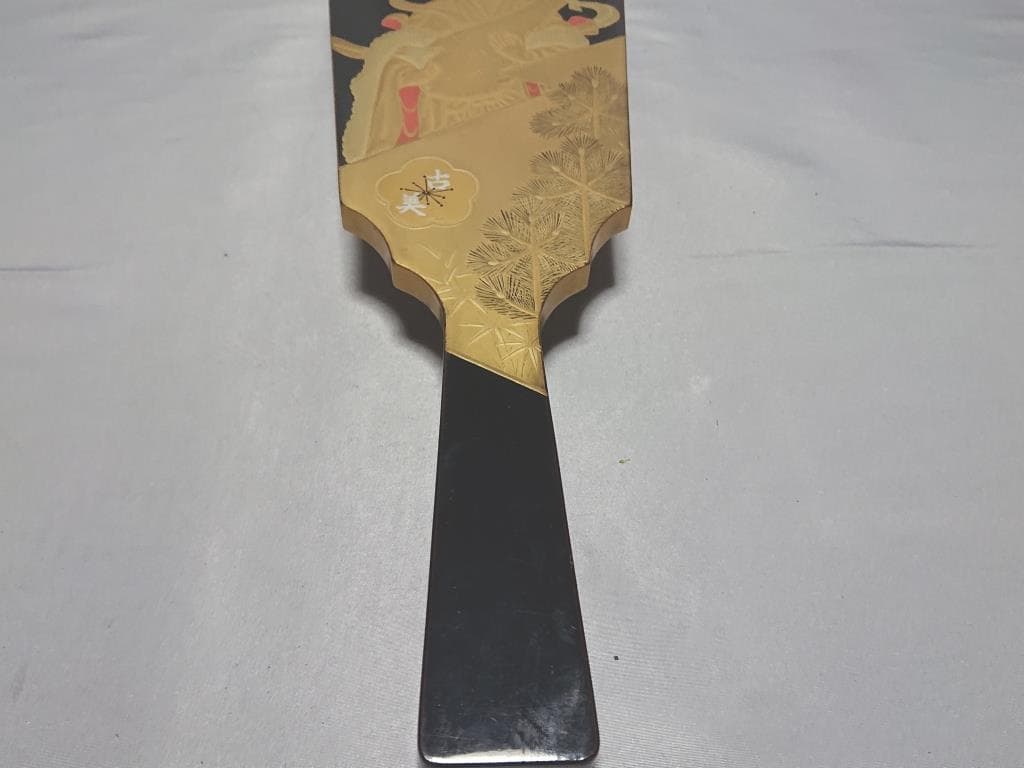 旧家蔵出し　羽子板　豪華蒔絵「天女の羽衣」木箱入り