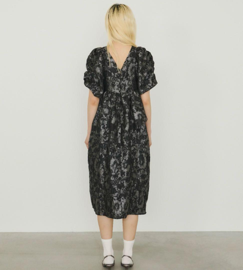 ANDRESD バブルスリーブギャザードドレス