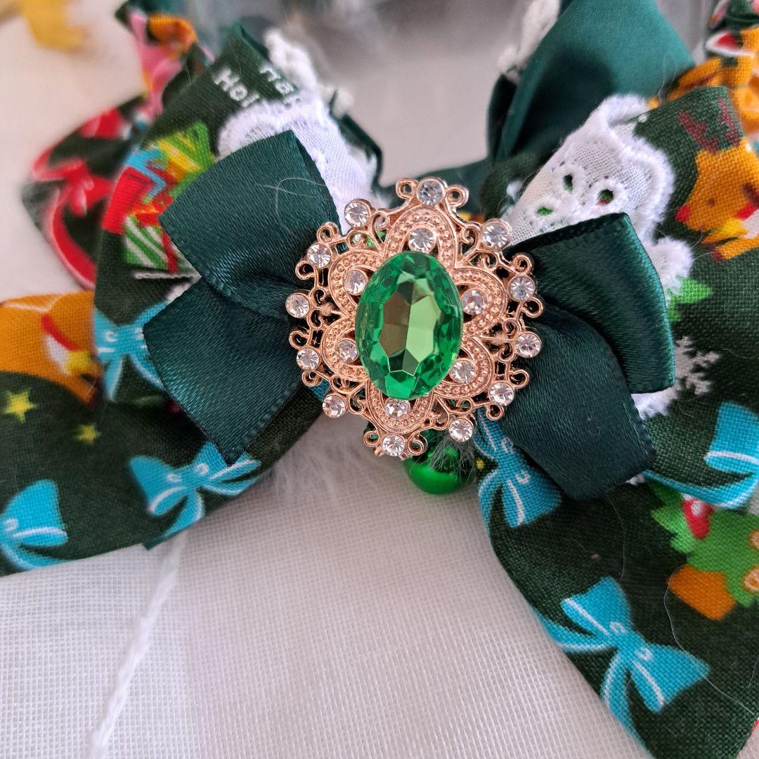 クリスマス短毛ファーシュシュ(リボン柄)わんちゃん猫ちゃん用