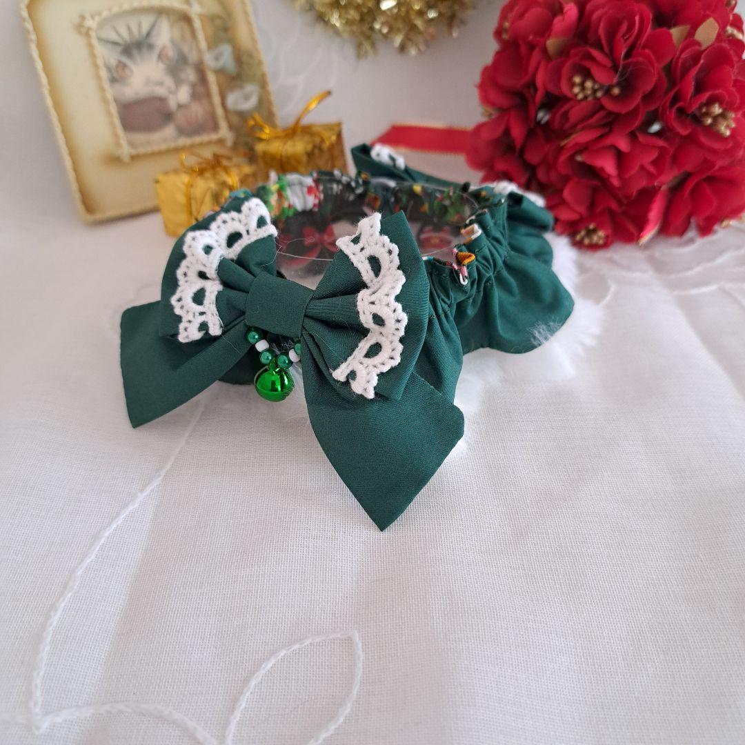 クリスマス短毛ファーシュシュ(リボン柄)わんちゃん猫ちゃん用