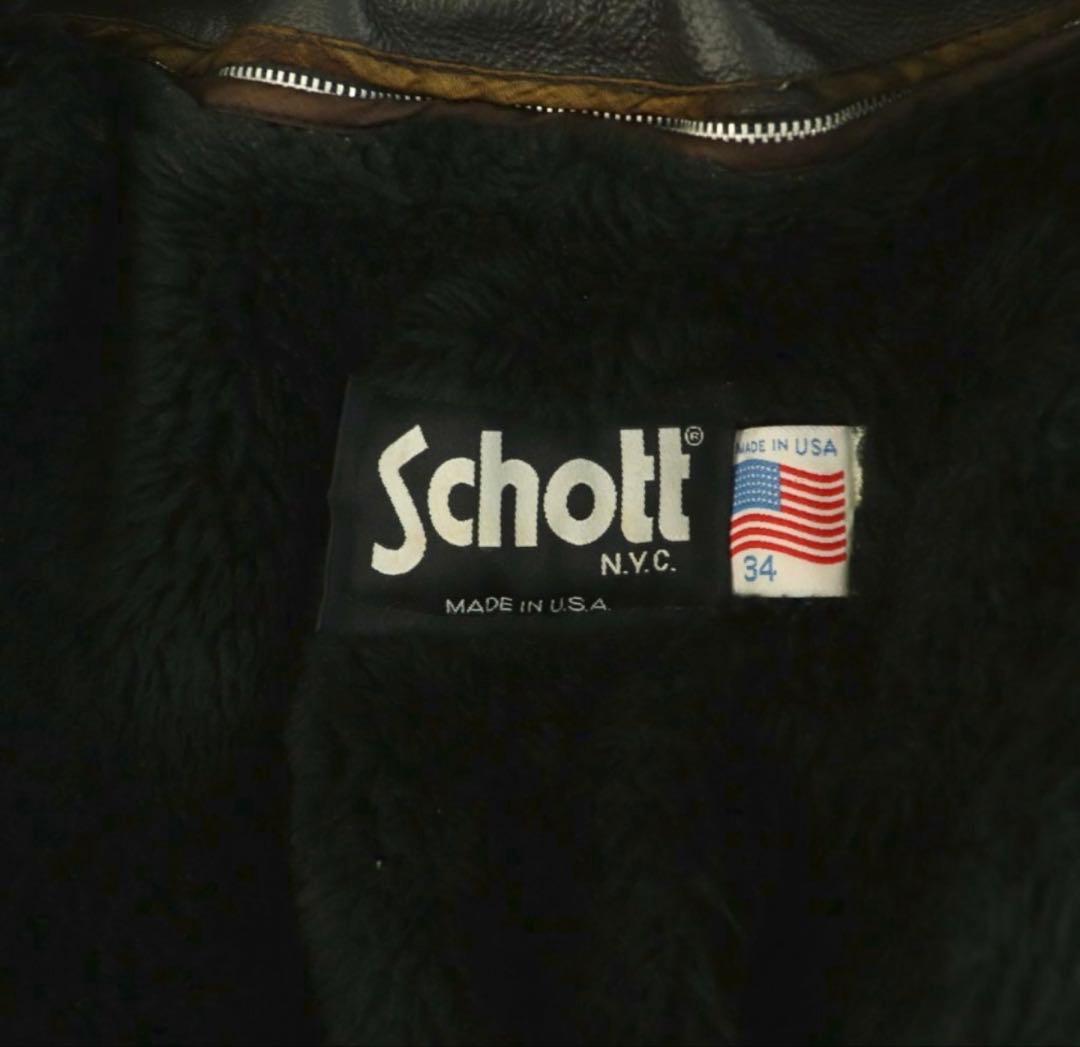 SCHOTT 642VS ライダースジャケット レザー ボアライナー付き 34黒