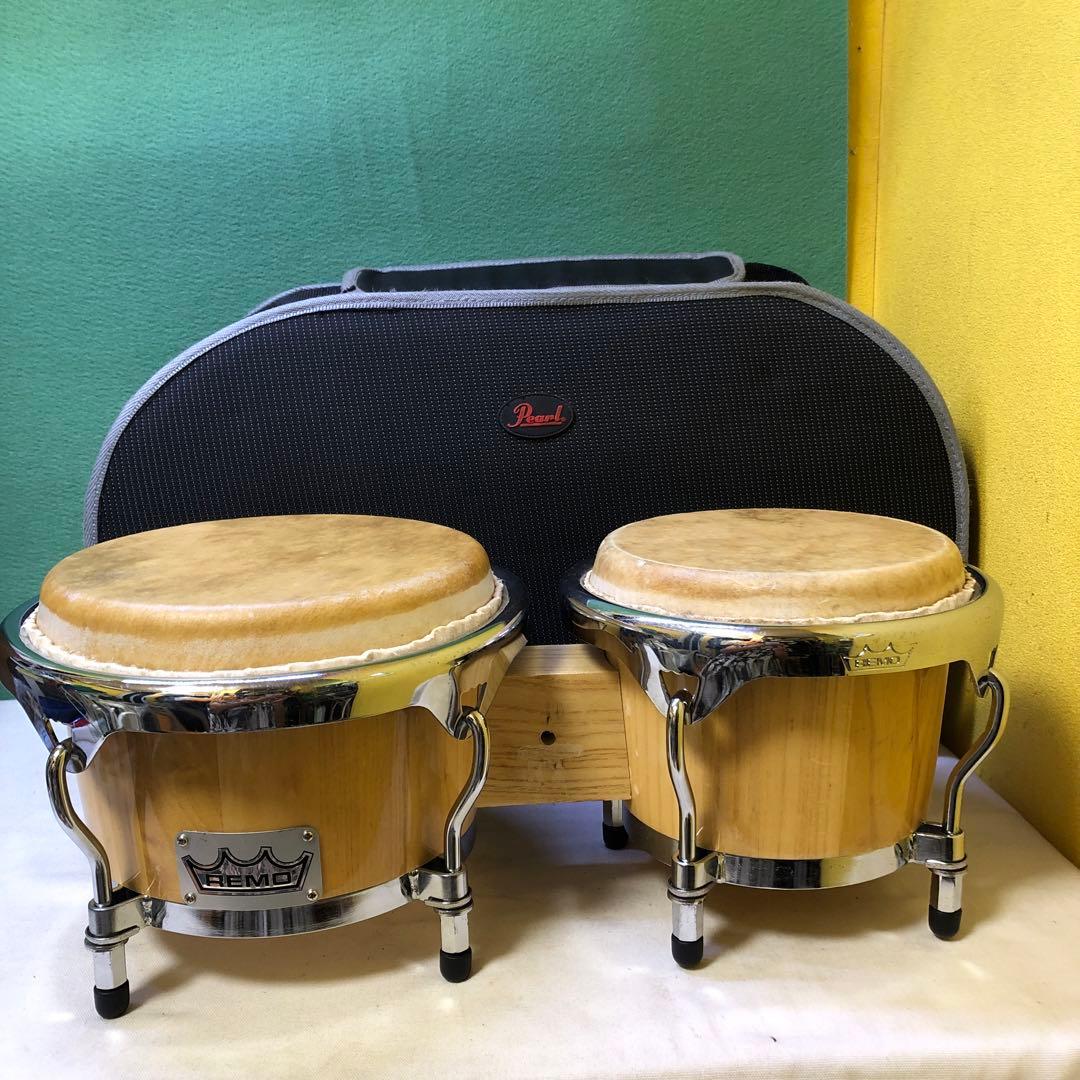 か77● 【中古】REMO / CROWN BONGO ケース付き(pearl)