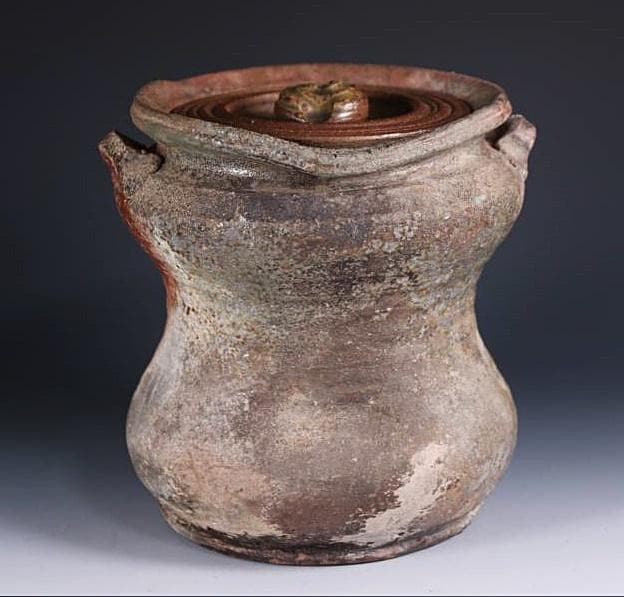 古備前　江戸後期　耳付窯変瓢水指 M323