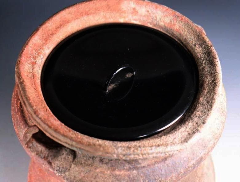 古備前　江戸後期　耳付窯変瓢水指 M323