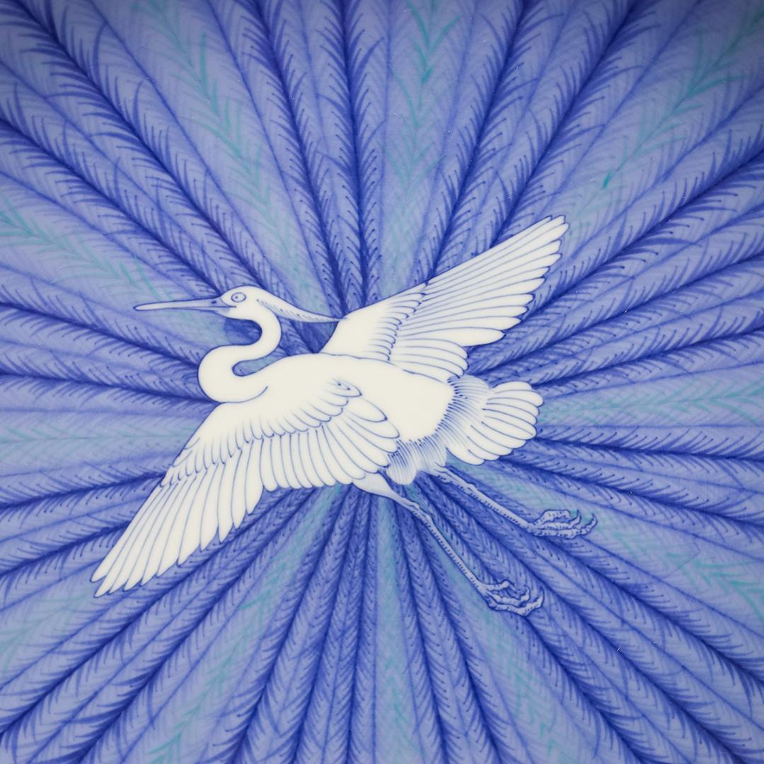 鍋島焼 色絵 柳に鷺文額皿 龍山／作 直径31cm 藍鍋島 大皿 白鷺 五穀豊穣