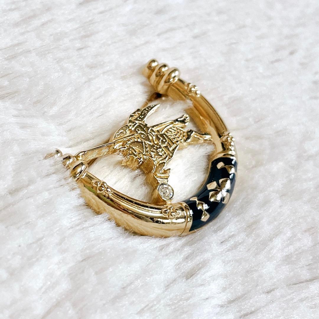 極美品 希少 BURBERRY 騎士 ホースロゴ ゴールド ブローチ バーバリー