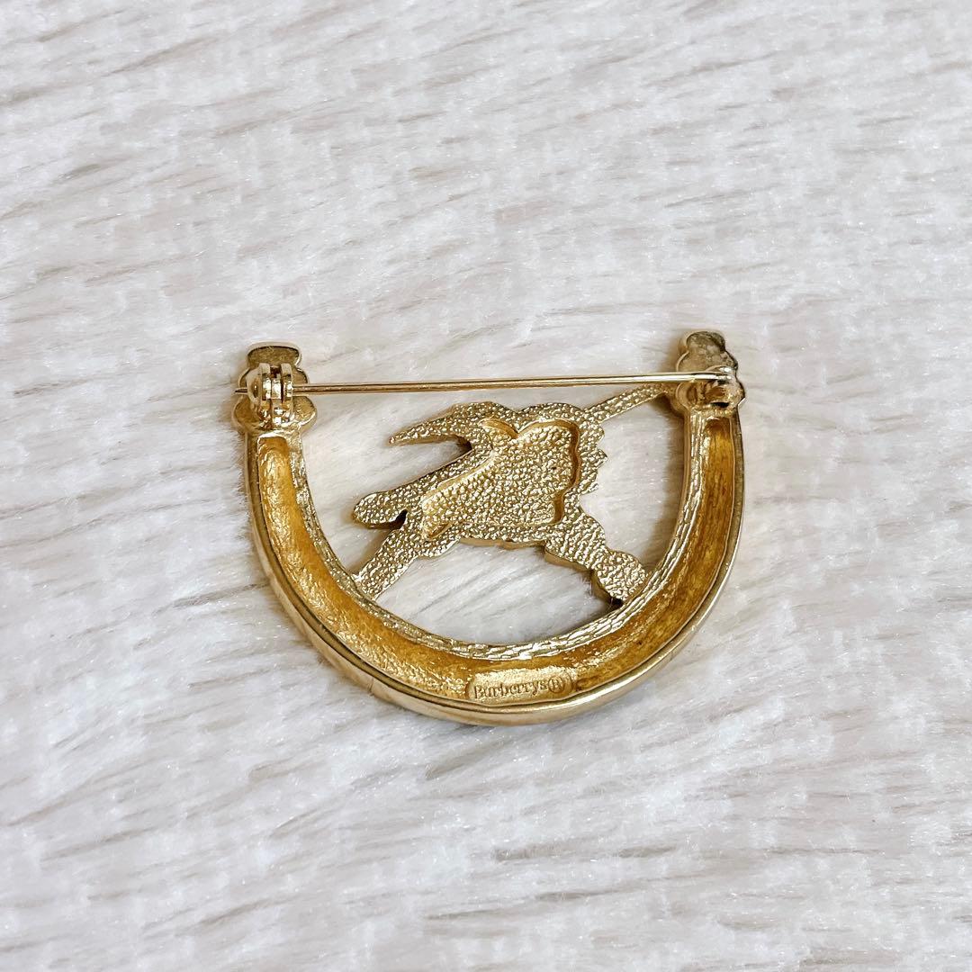 極美品 希少 BURBERRY 騎士 ホースロゴ ゴールド ブローチ バーバリー