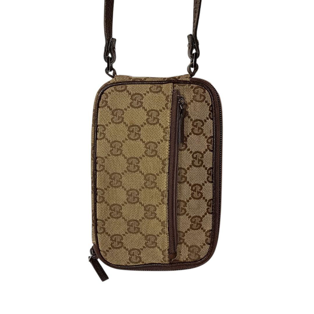美品 正規品 グッチ ショルダーバッグ GGキャンバス スマホショルダー 肩掛け