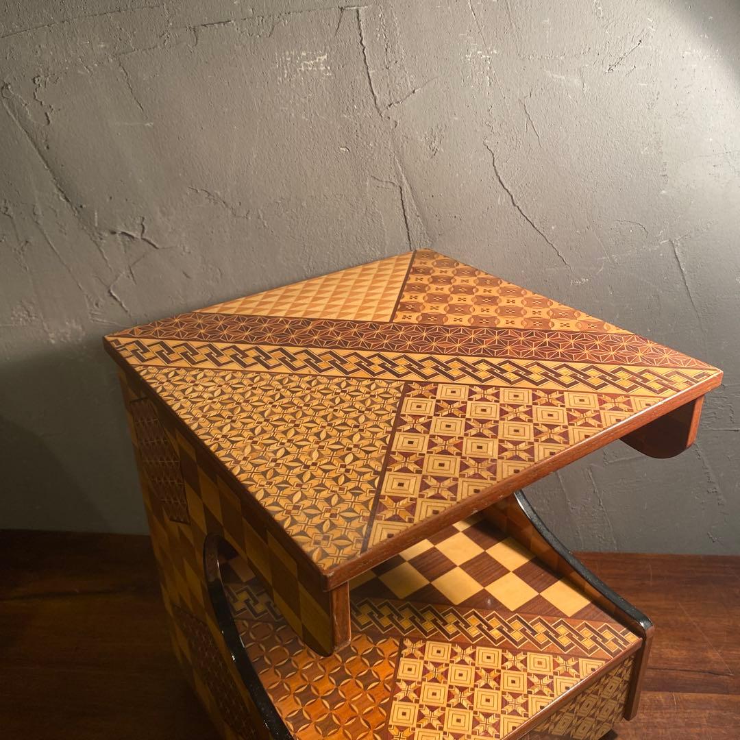 伝統工芸 寄木細工 小引き出し 棚付き ミニ箪笥 収納 小家具 レトロ