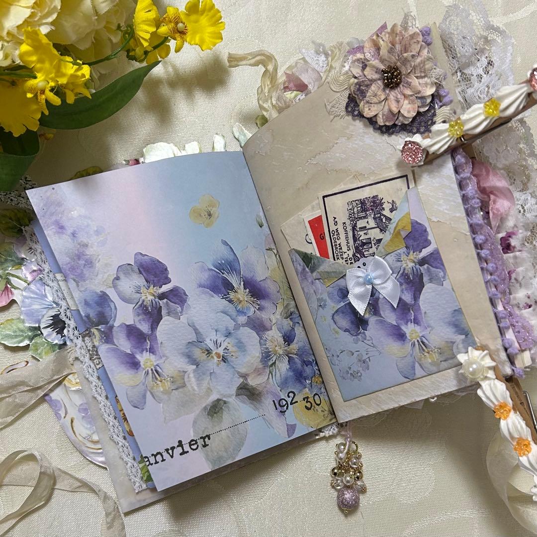 薔薇とレースのジャンクジャーナル・雑記帳　パンジー　For Ynu