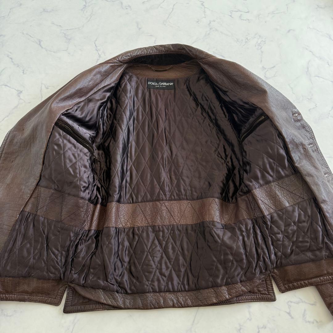 ドルチェアンドガッバーナ シングルライダース キルティング 牛革