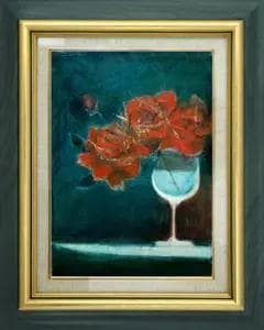 油絵 菅家令子 絵 絵画 インテリア F4-070302 花 ばら