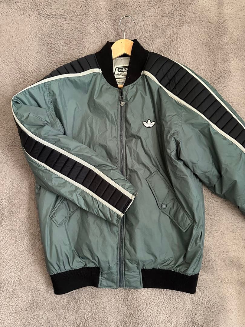 80s adidas ミリタリー ボンバー ジャケット レーシング カーキ