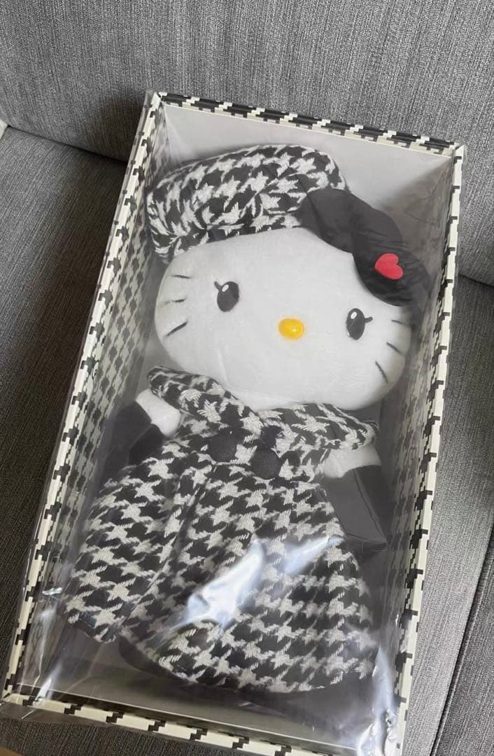 ハローキティ ぬいぐるみ ハウンドトゥース柄