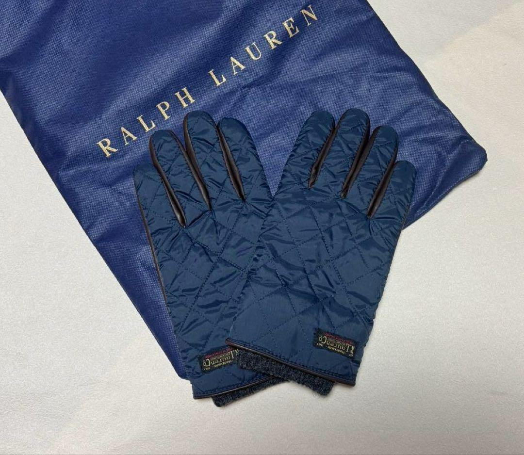【新品　未使用】ラルフローレン キルティング　レザー手袋　スマホ対応
