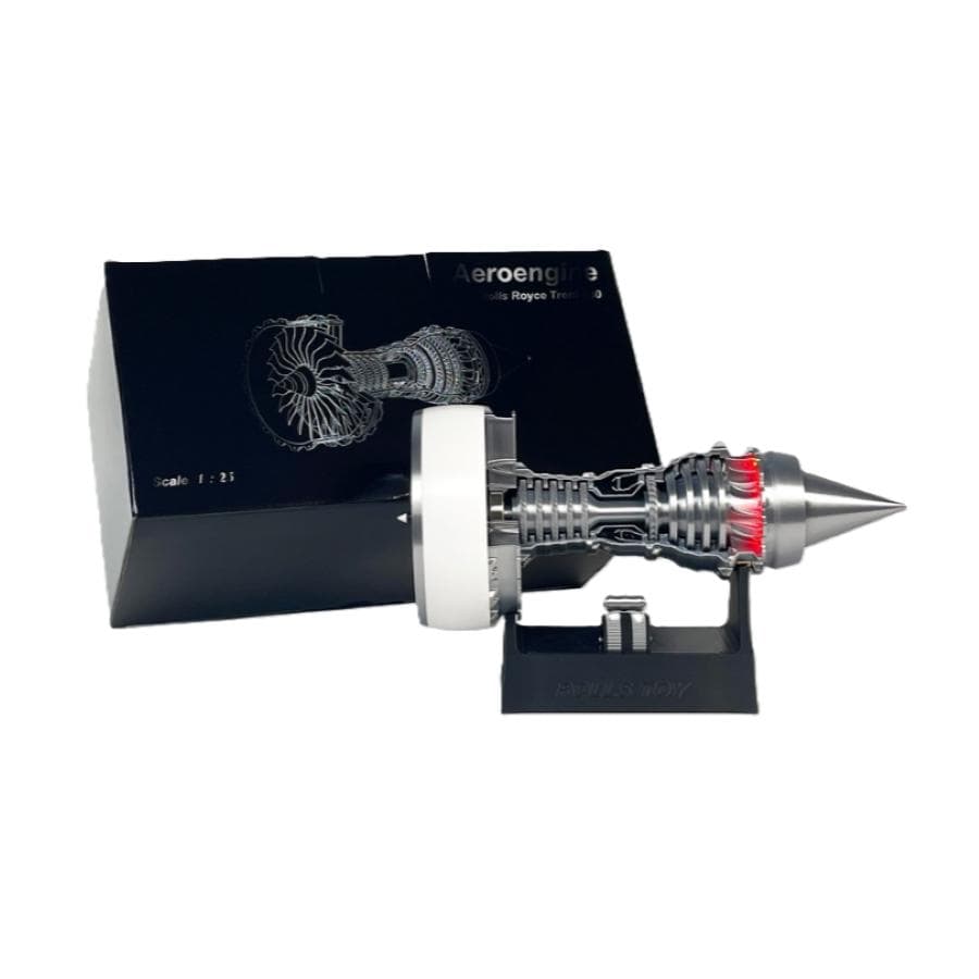 A 飛行機 エンジン 模型 完成品 回転 充電式 コレクション 光る 置物