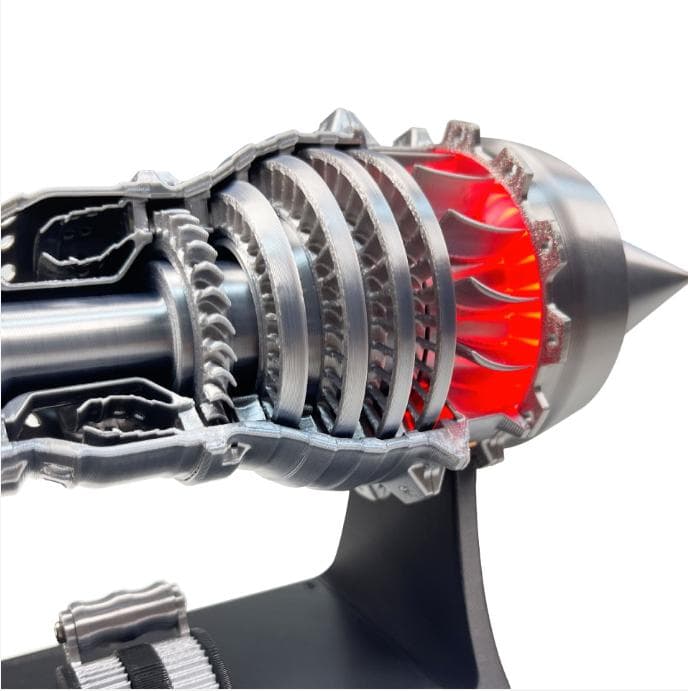 A 飛行機 エンジン 模型 完成品 回転 充電式 コレクション 光る 置物